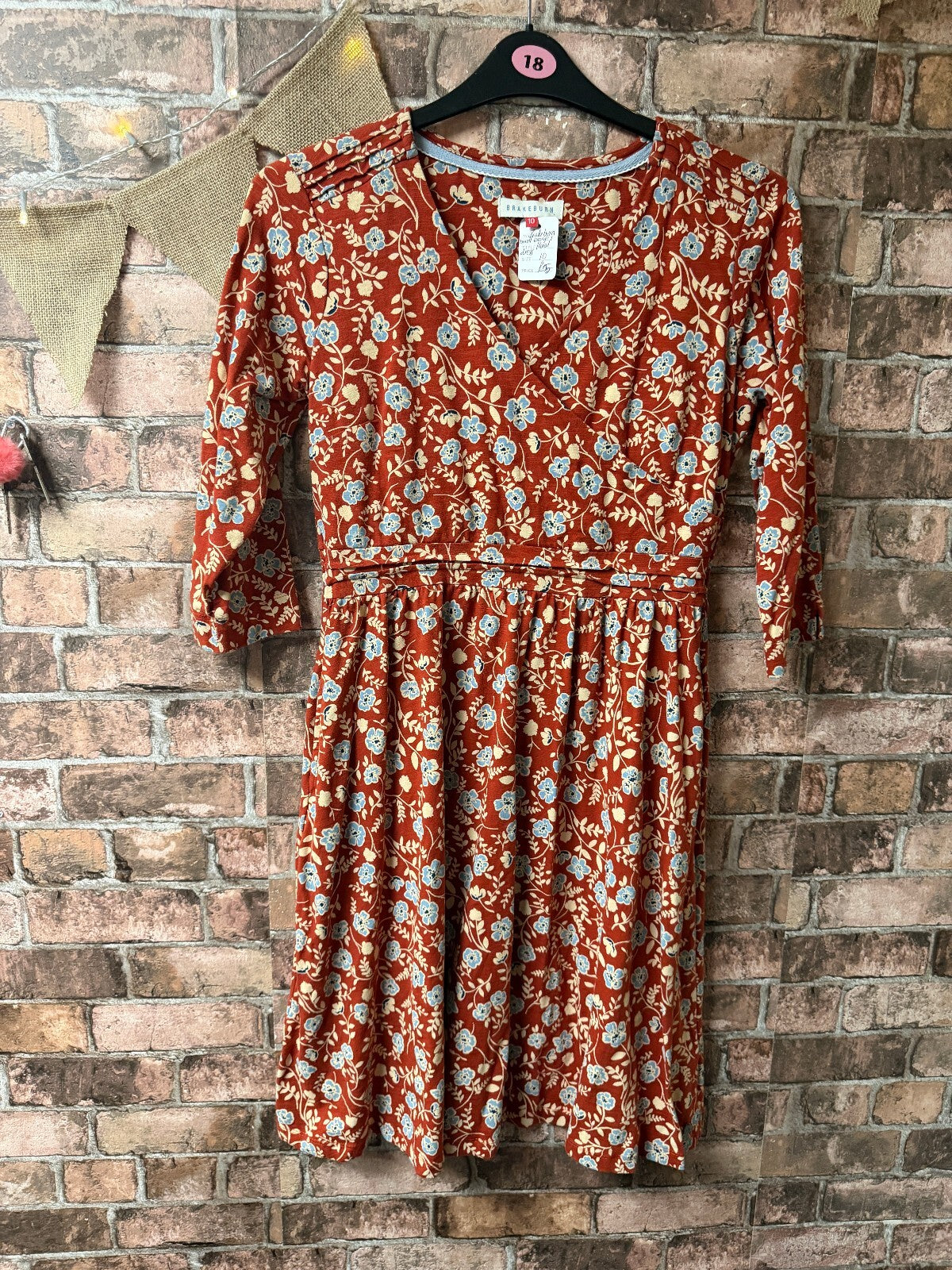Brakeburn Burnt Orange Floral Dress - Size 10