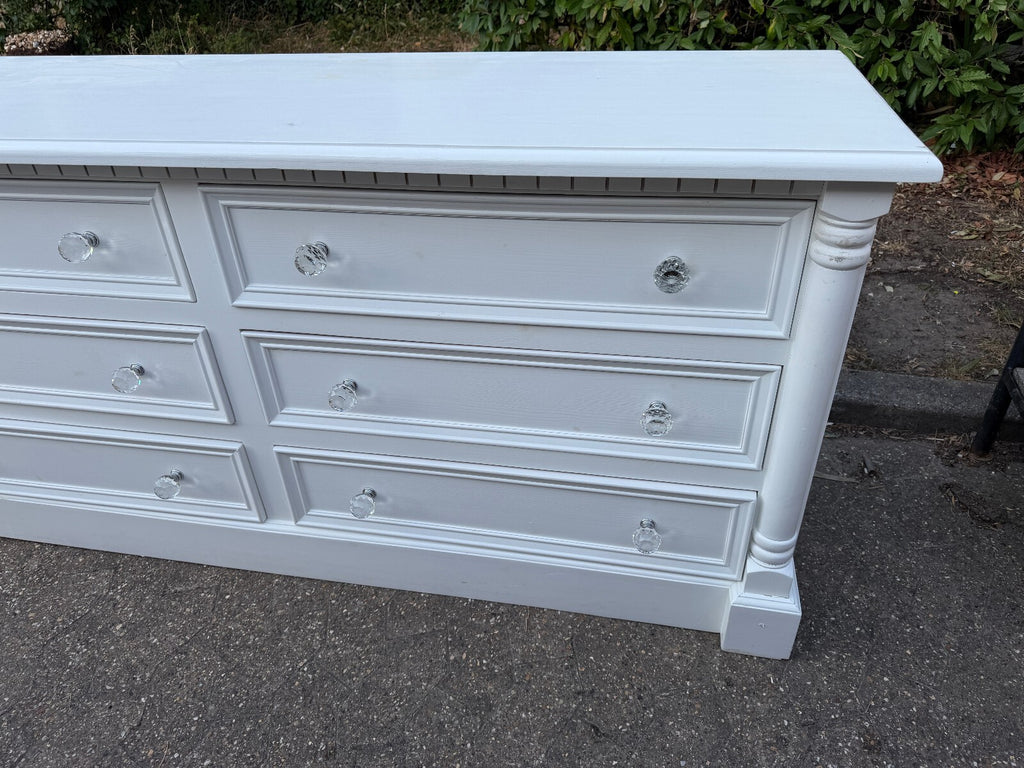 Solid Pine White Large Chest of Drawers/ Sideboard
