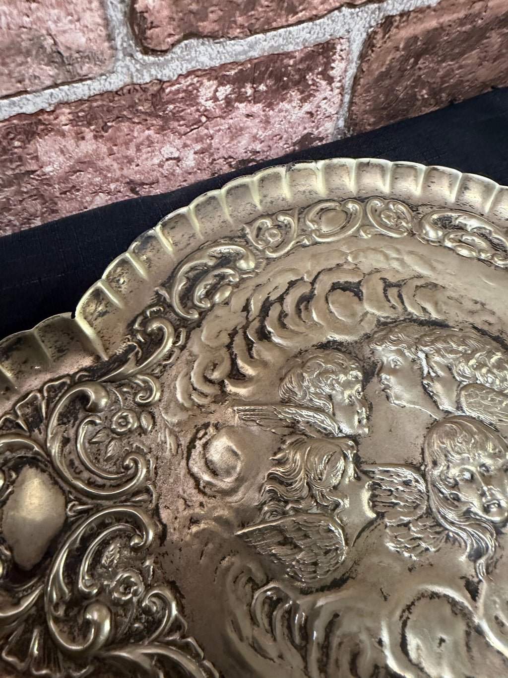 Vintage Silver Tone Cherub Tray