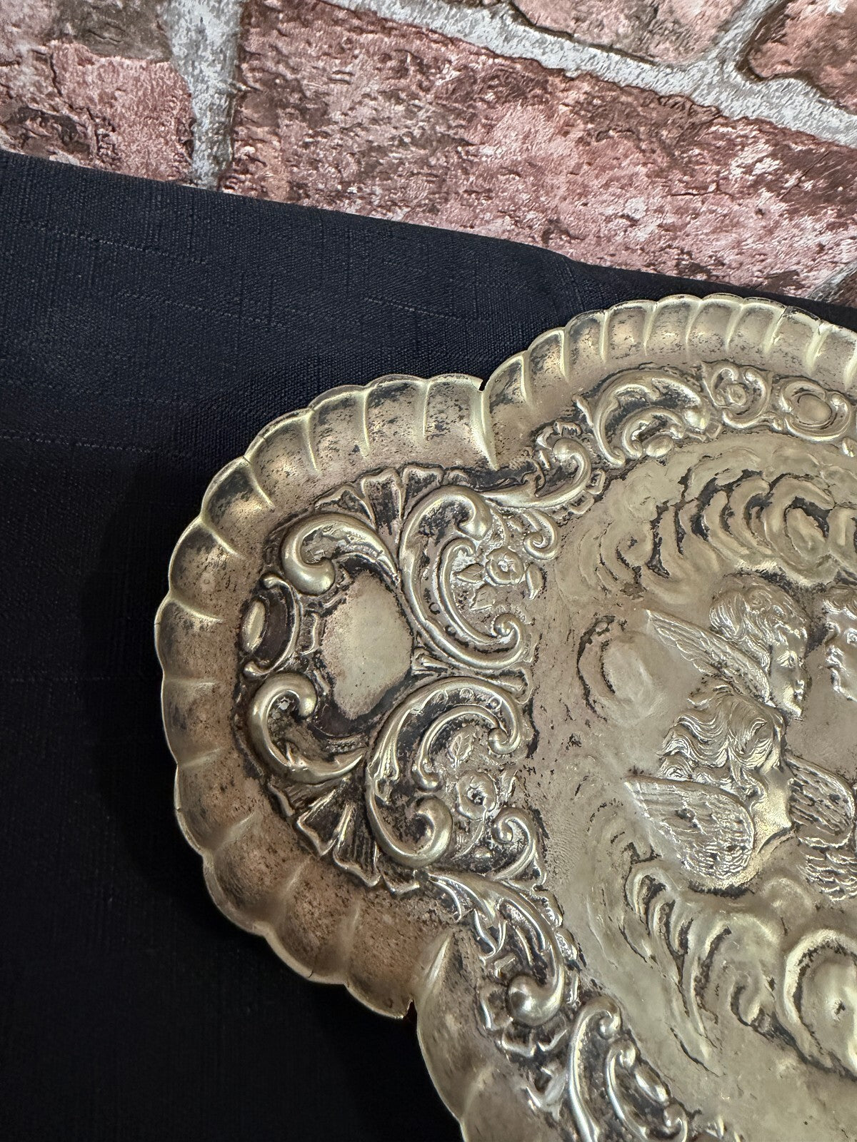 Vintage Silver Tone Cherub Tray