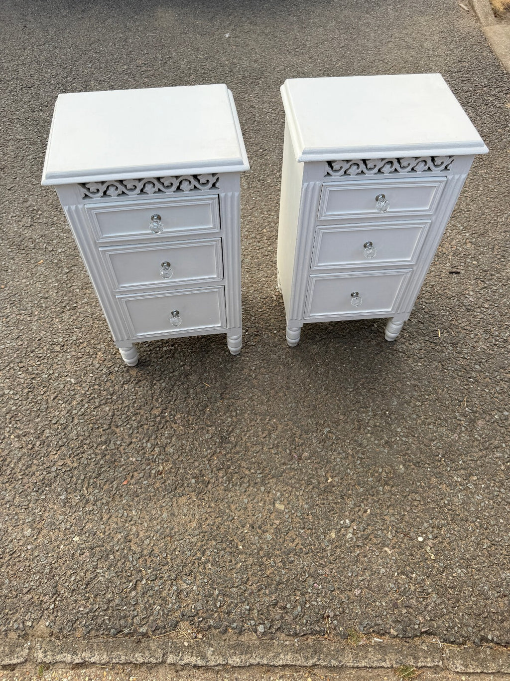 Pair of Wooden White Bedside Cabinets