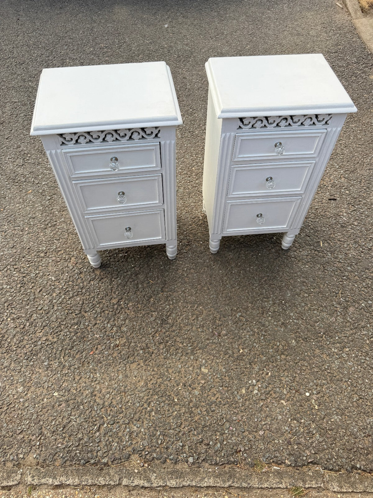 Pair of Wooden White Bedside Cabinets
