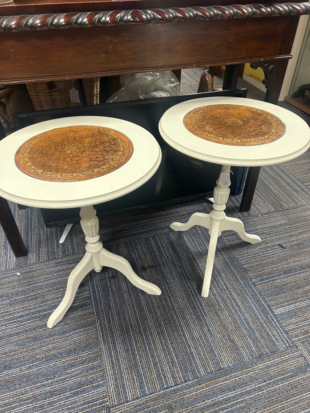 Pair of French Cream Side Tables