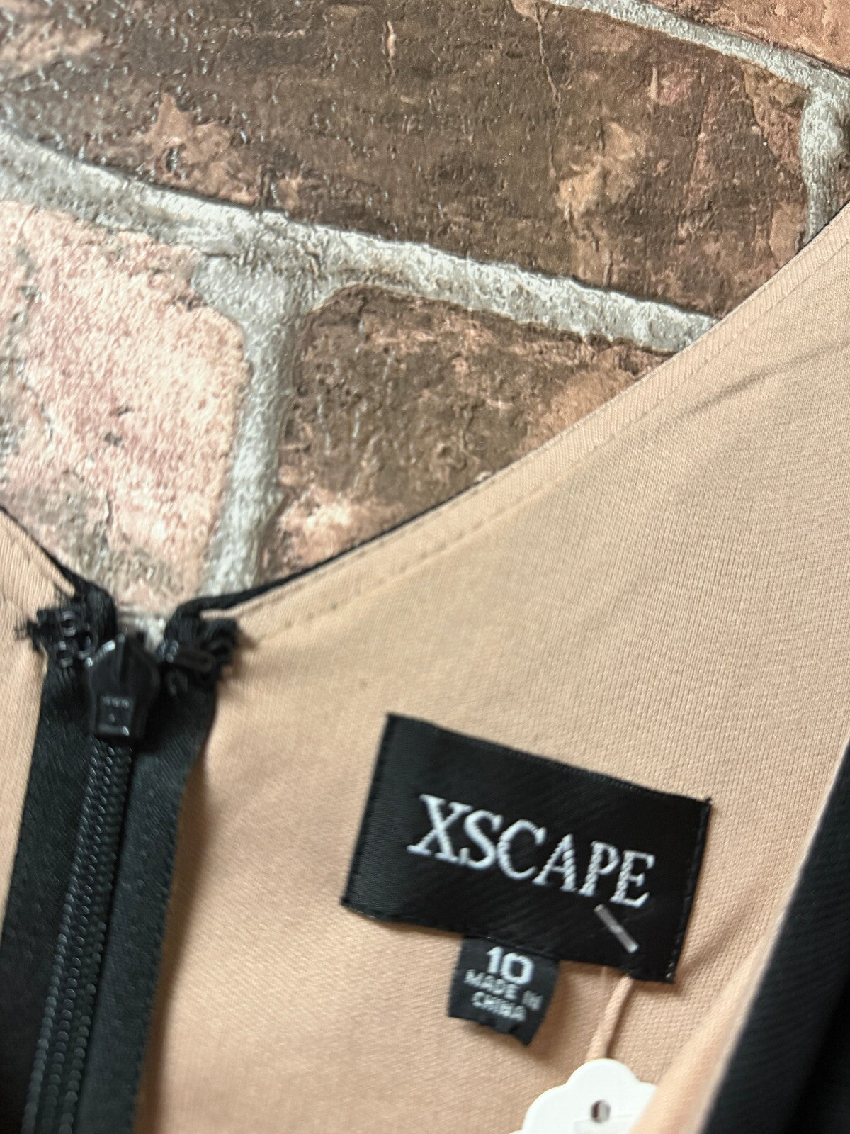Xscape Black and Beige Dress - Size 10