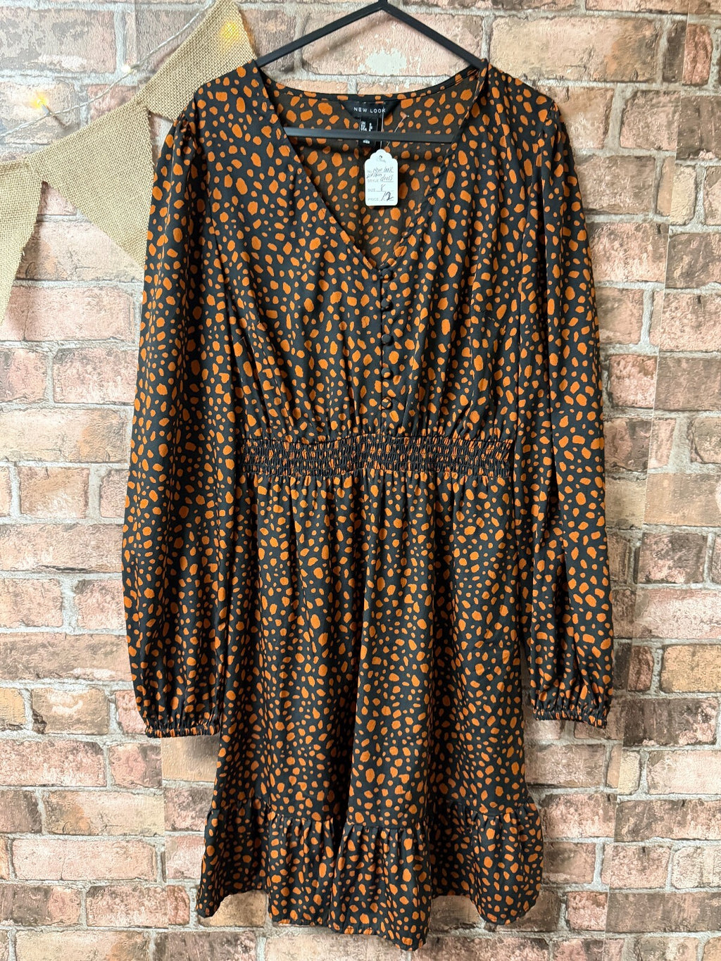 New Look Brown and Black Dress - Size 8