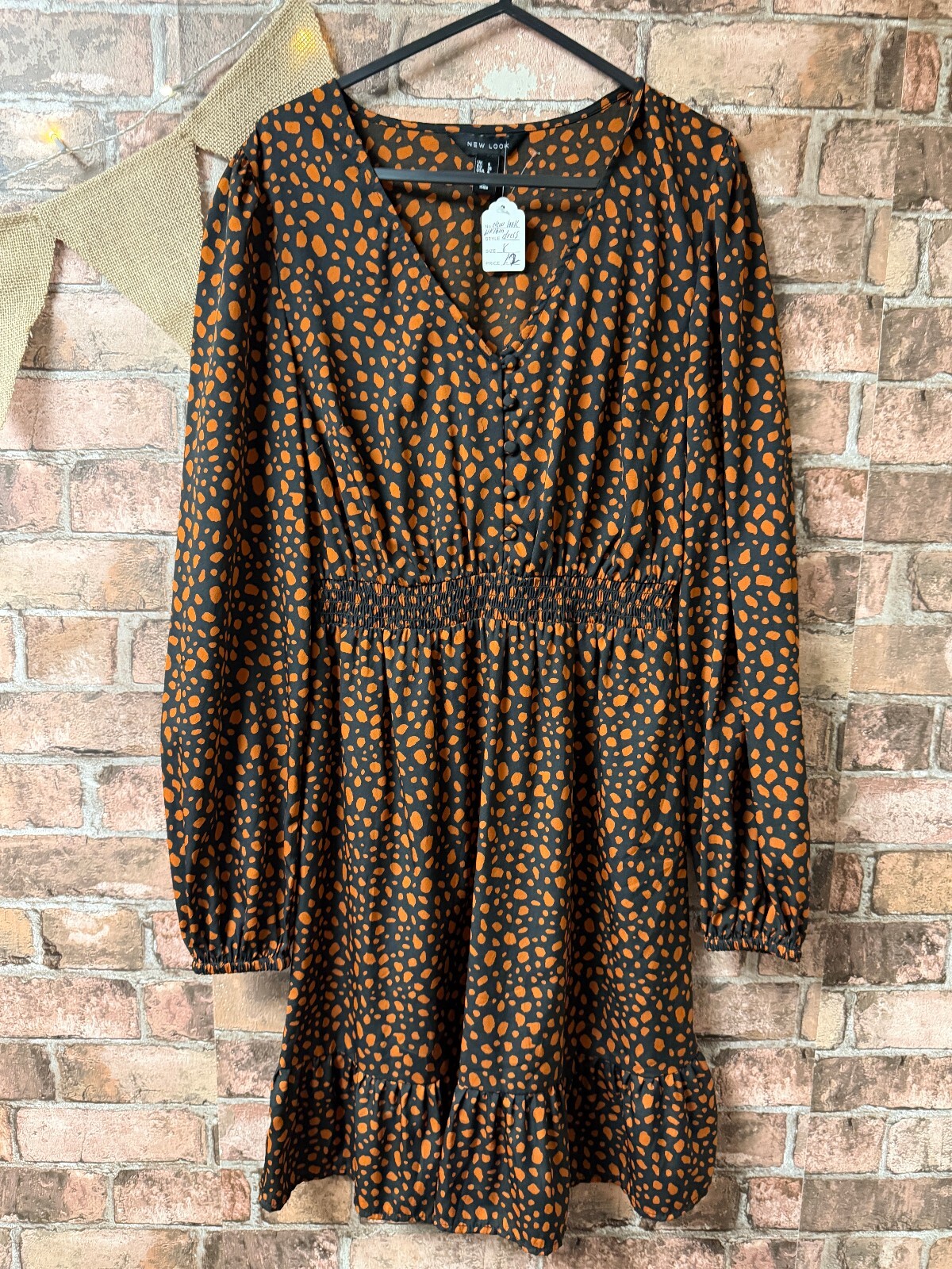 New Look Brown and Black Dress - Size 8
