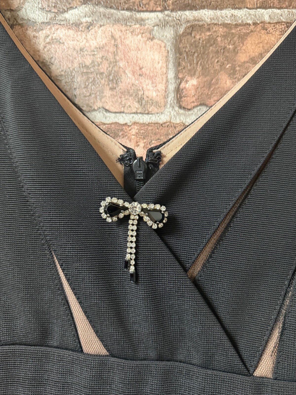 Xscape Black and Beige Dress - Size 10