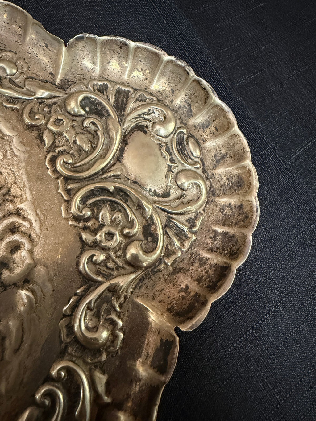 Vintage Silver Tone Cherub Tray