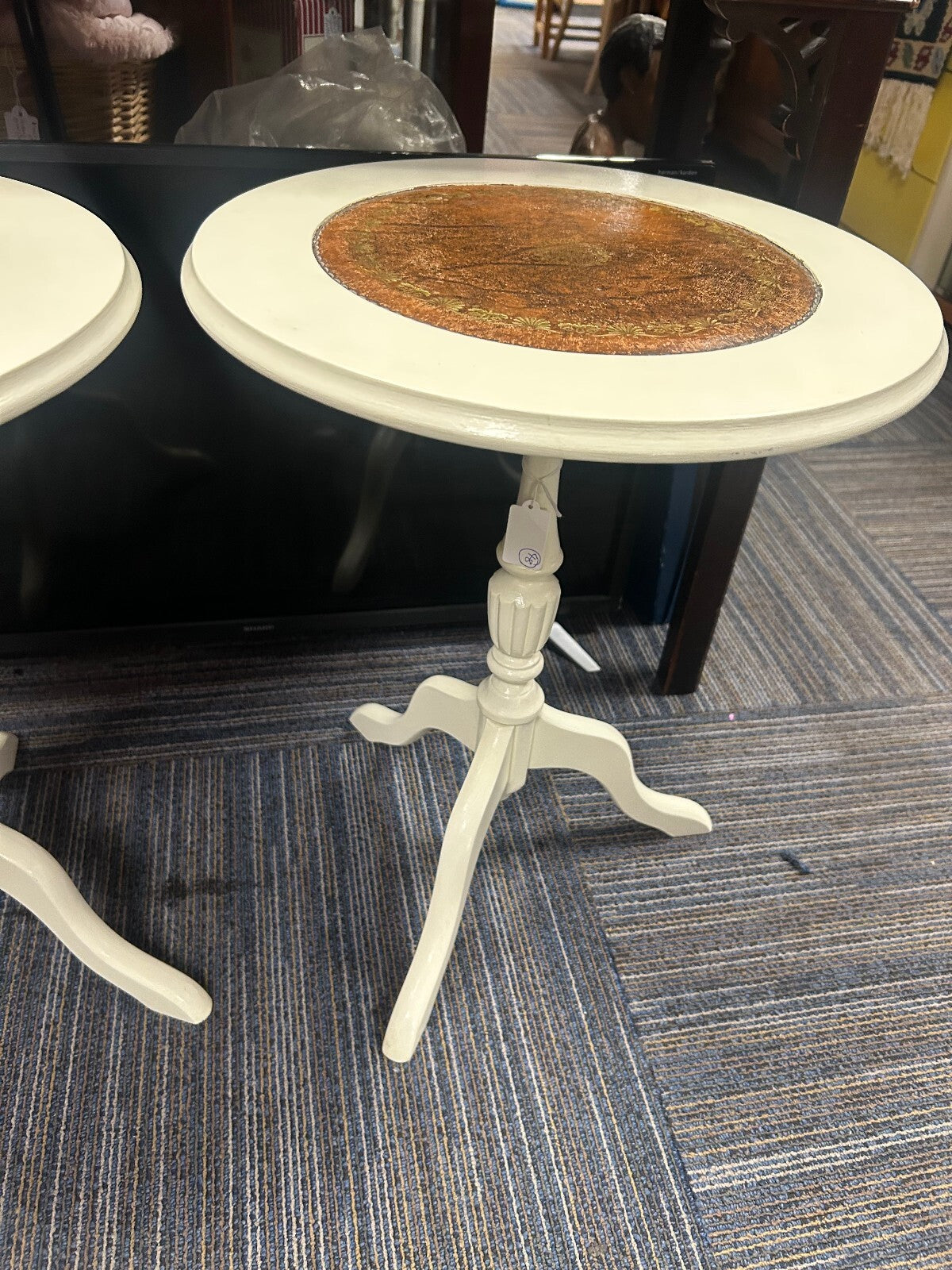 Pair of French Cream Side Tables