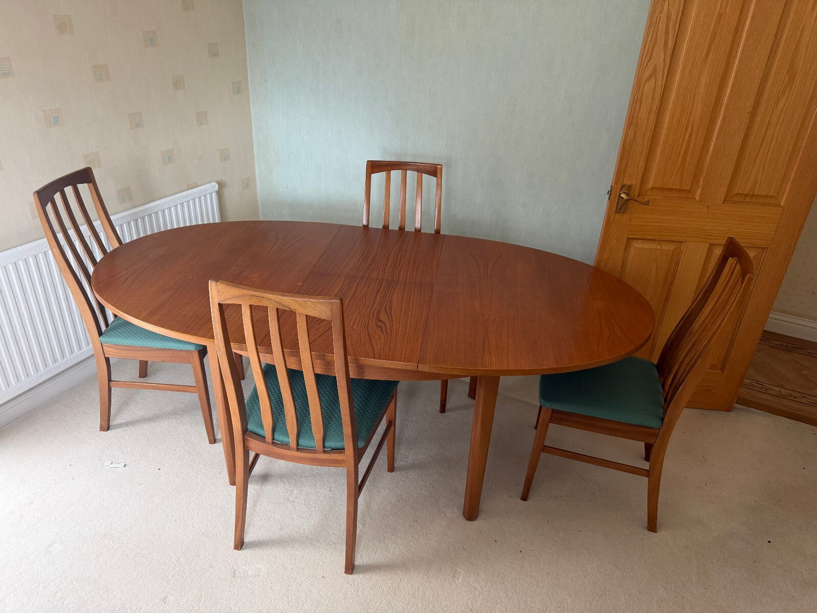 William Lawrence Mid Century Teak Extending Dining Table and Four Chairs