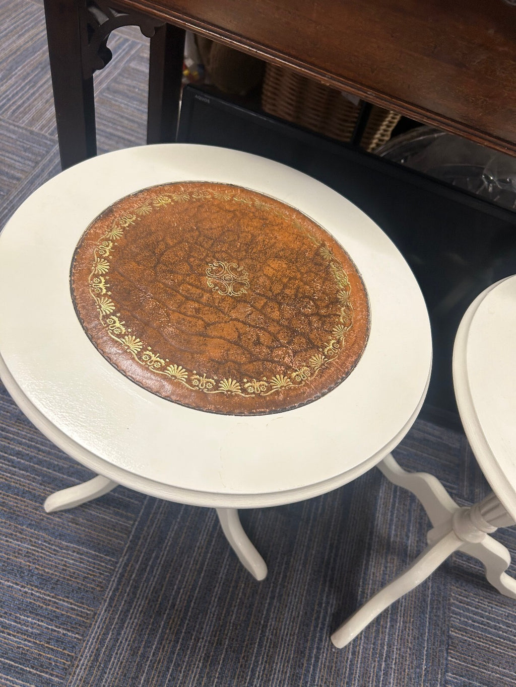Pair of French Cream Side Tables
