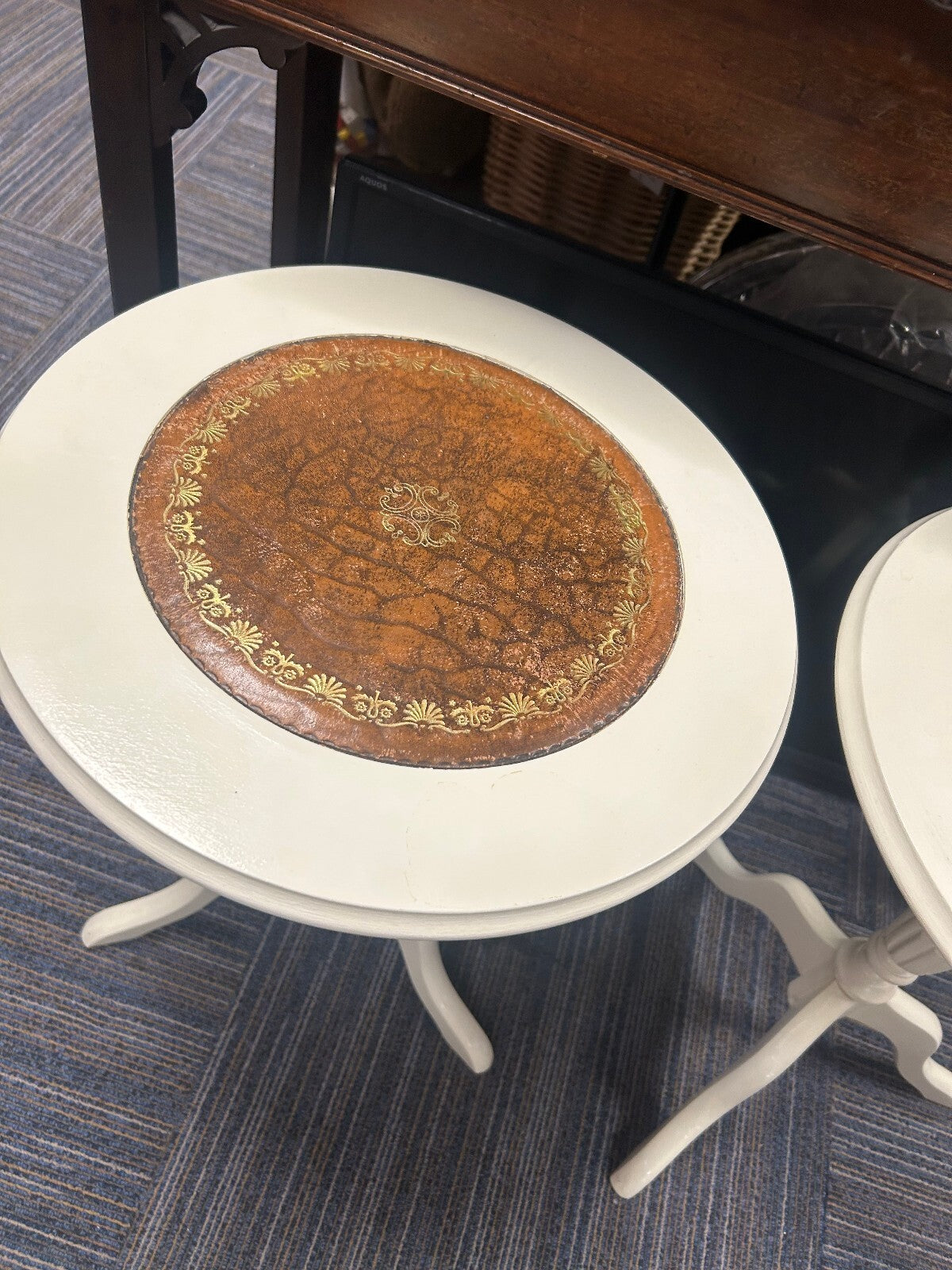 Pair of French Cream Side Tables
