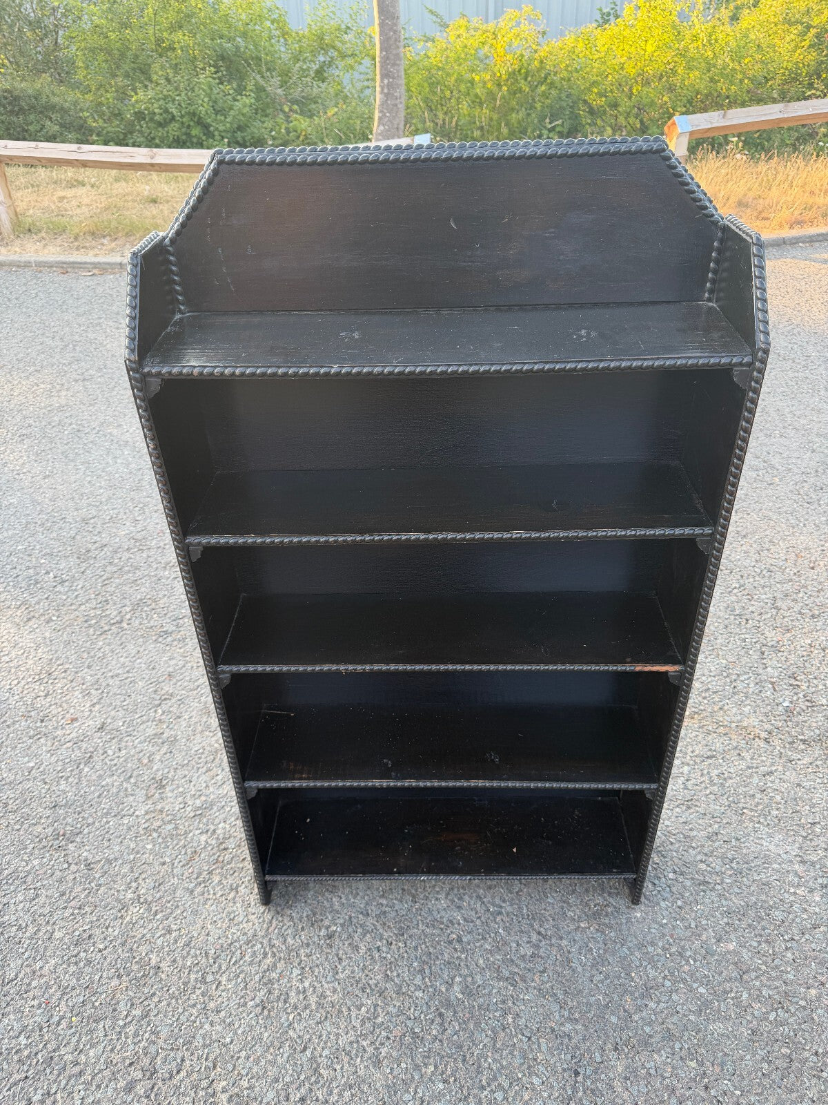 Late 19th Century Ebonized and Beaded Oak Bookcase