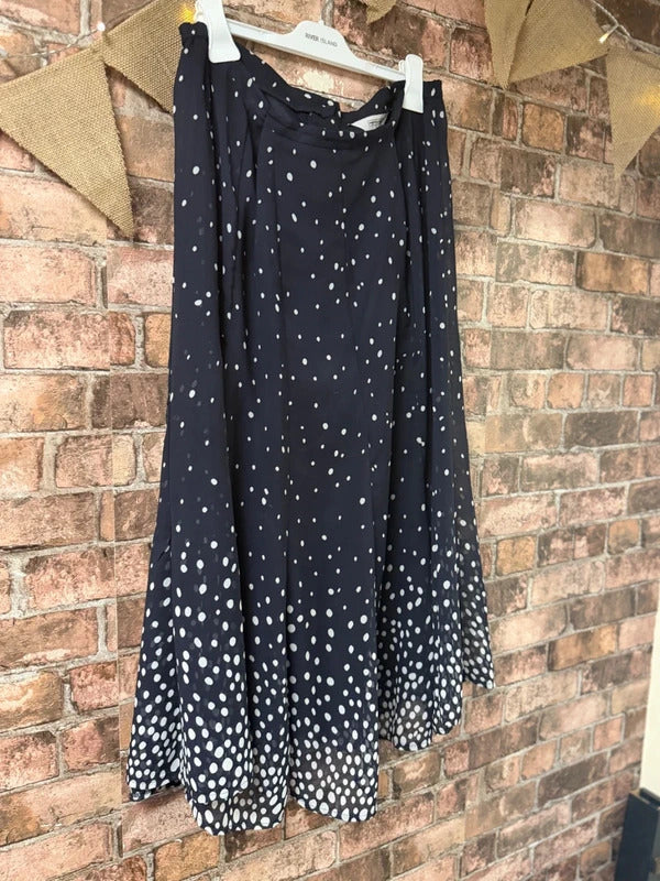 Nightingales Navy Midi Skirt - Size 14