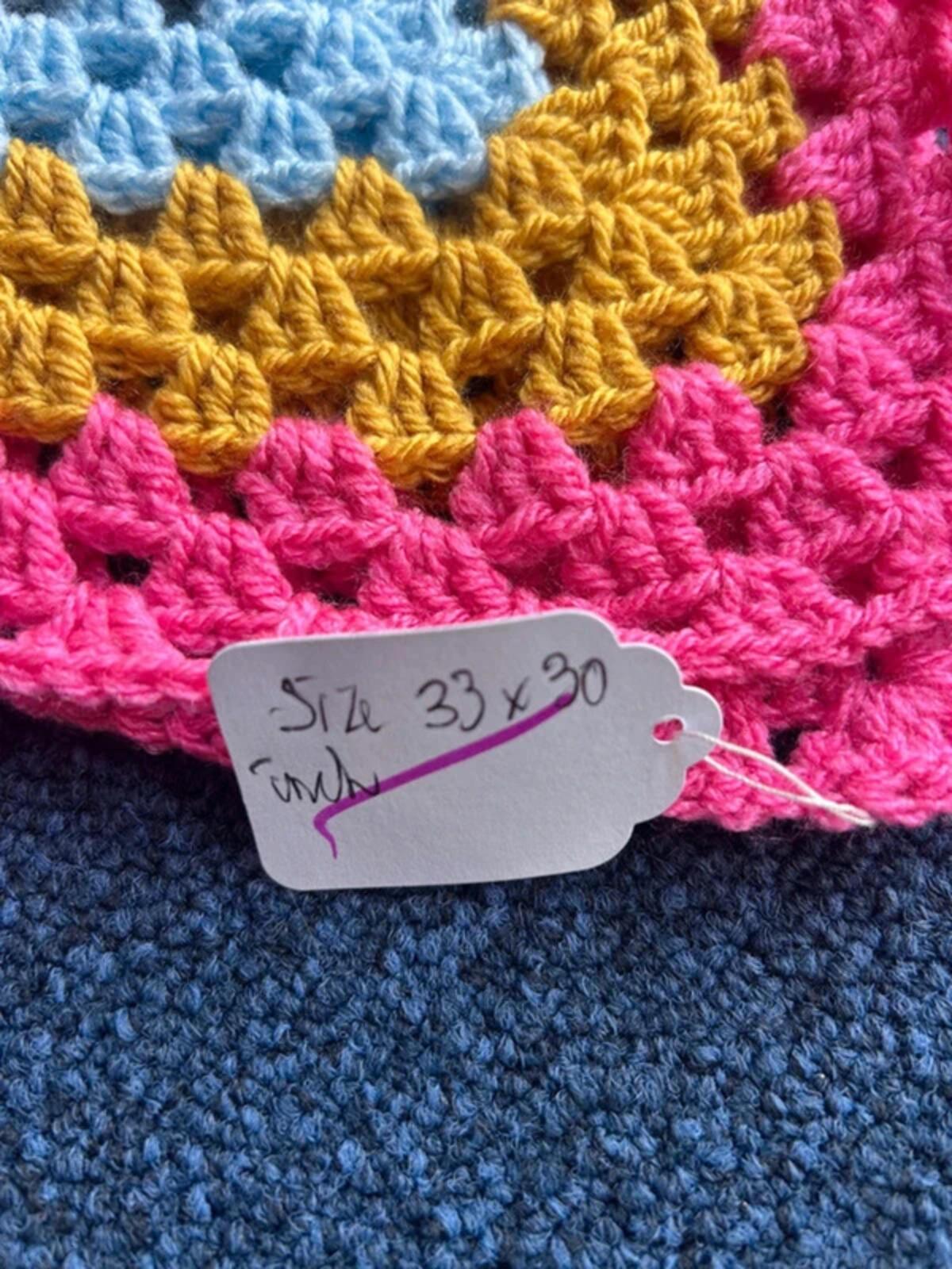 Hand Knitted Multi Coloured Blanket