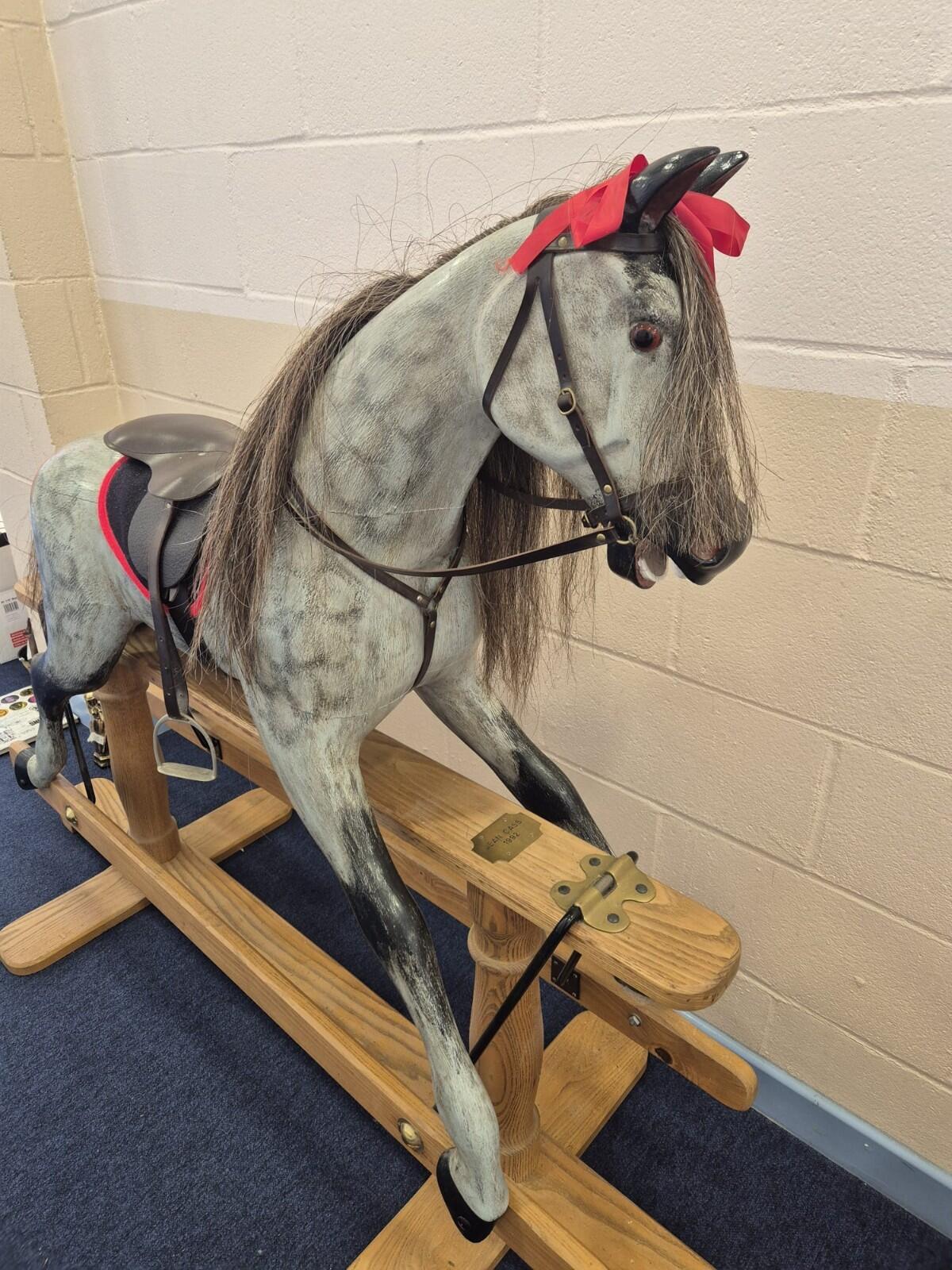 Antique Dapple Grey Large Rocking Horse