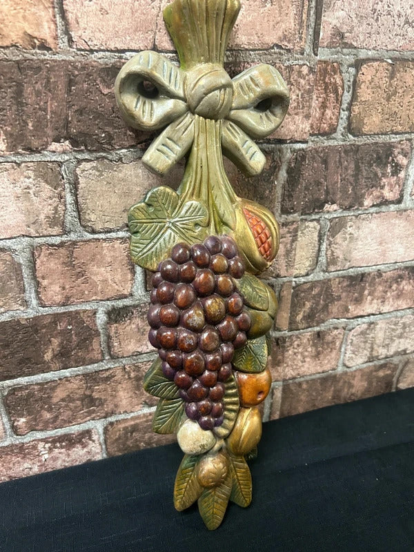 Vintage Tuscan Style Fruit Swag Wooden Wall Plaque