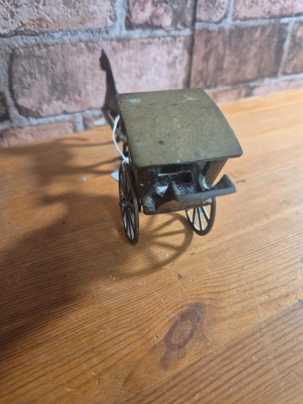 Vintage brass chariot and horse cart