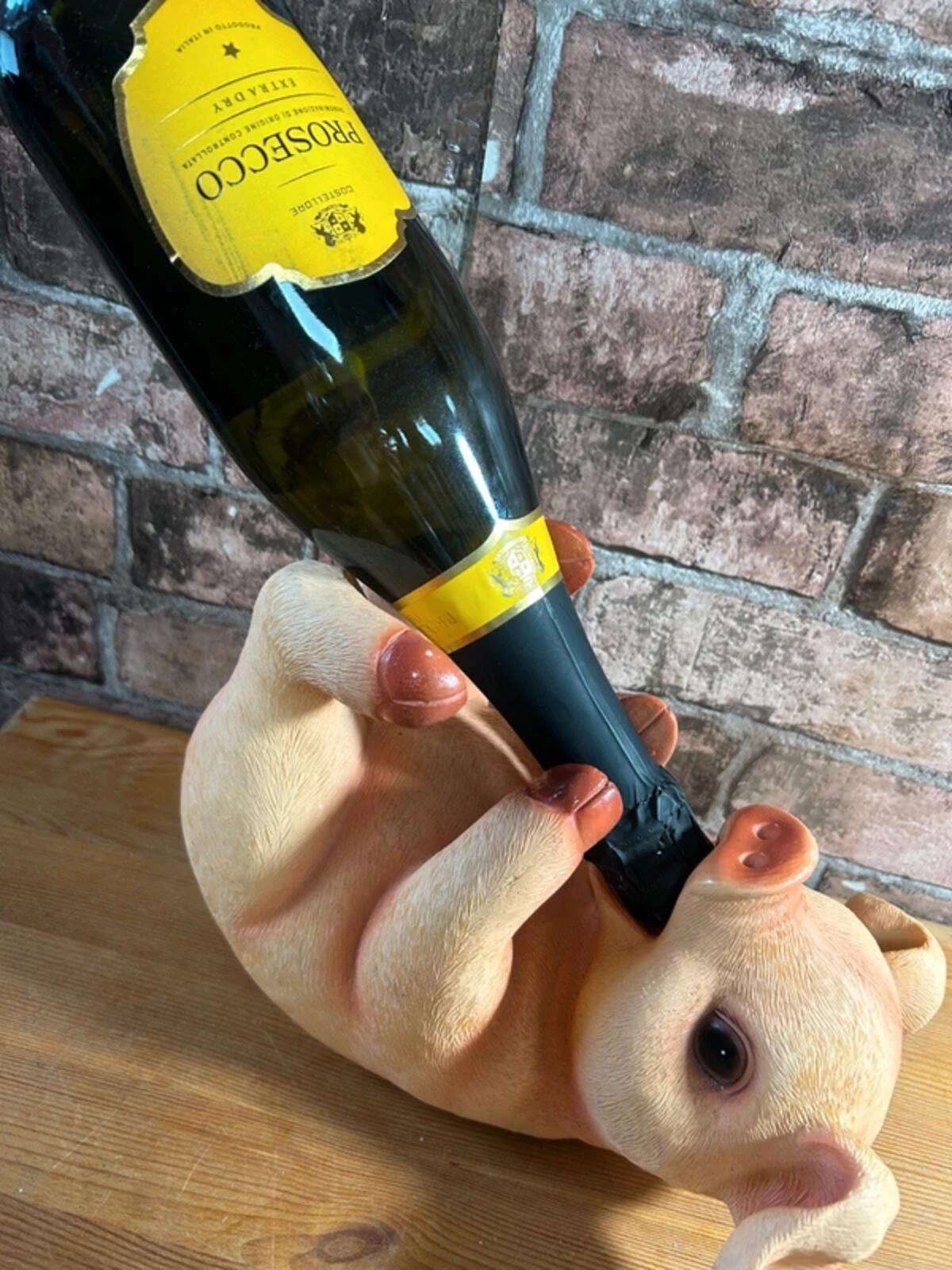 Pink Pig Wine Bottle Holder & Piggy Bank