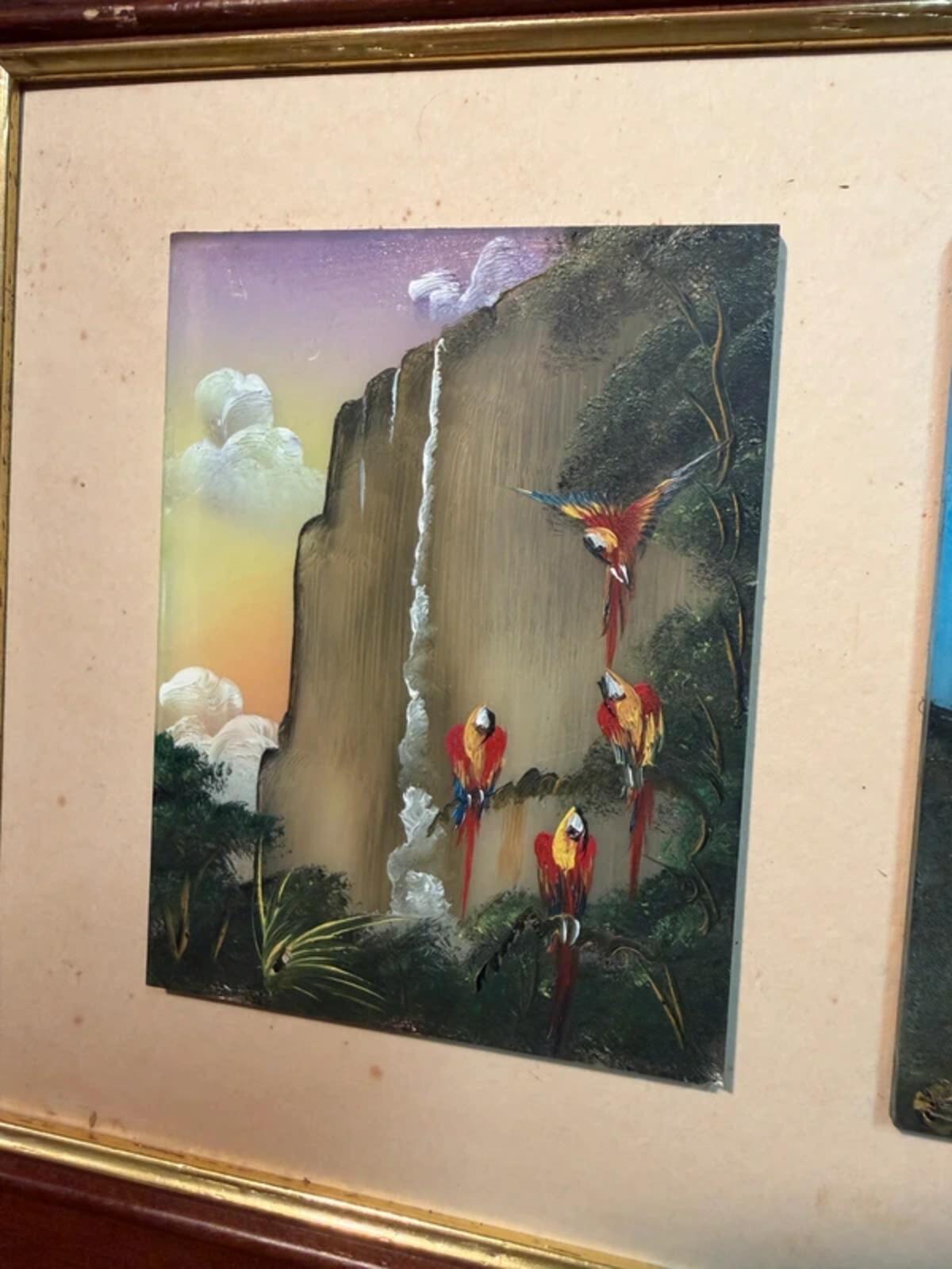 Tropical Themed Tryptic Framed Painting
