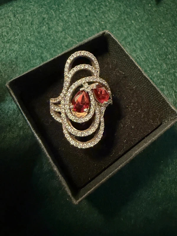 Sterling Silver Gemstone Ring - Size R - 5.6g