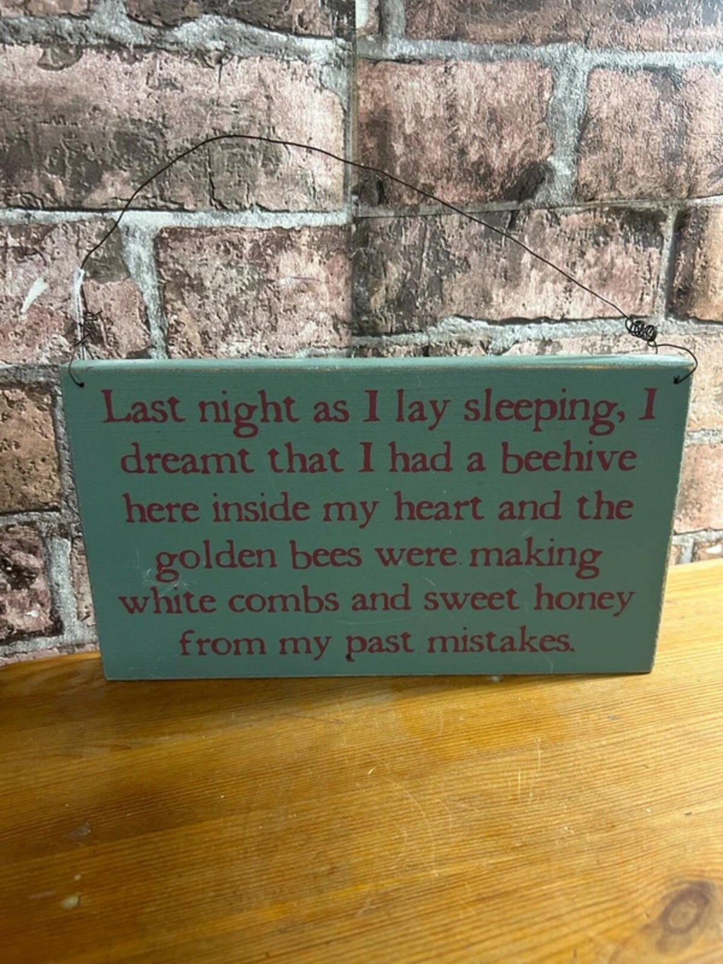 Green Quote Wooden Sign