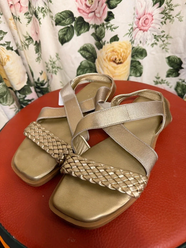 Primark gold wide fit sandals - size 4