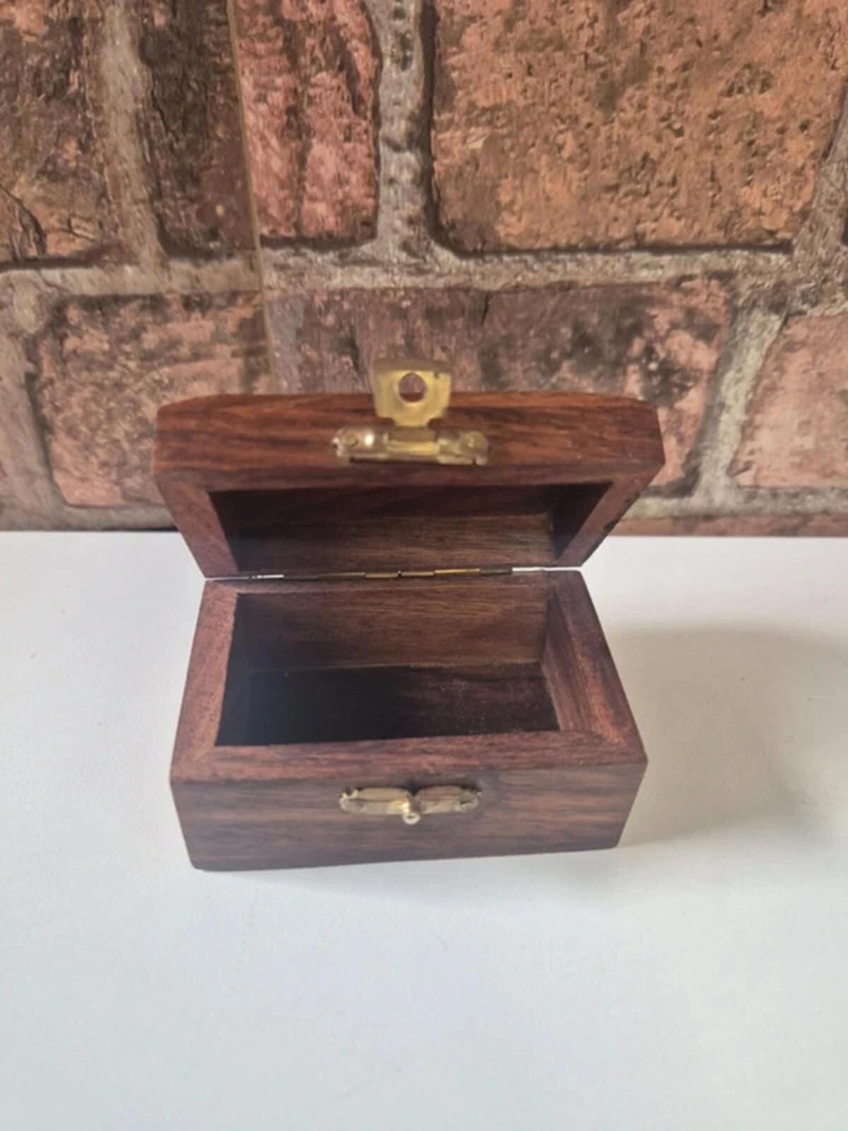 Vintage Wooden & Brass Anchor Box