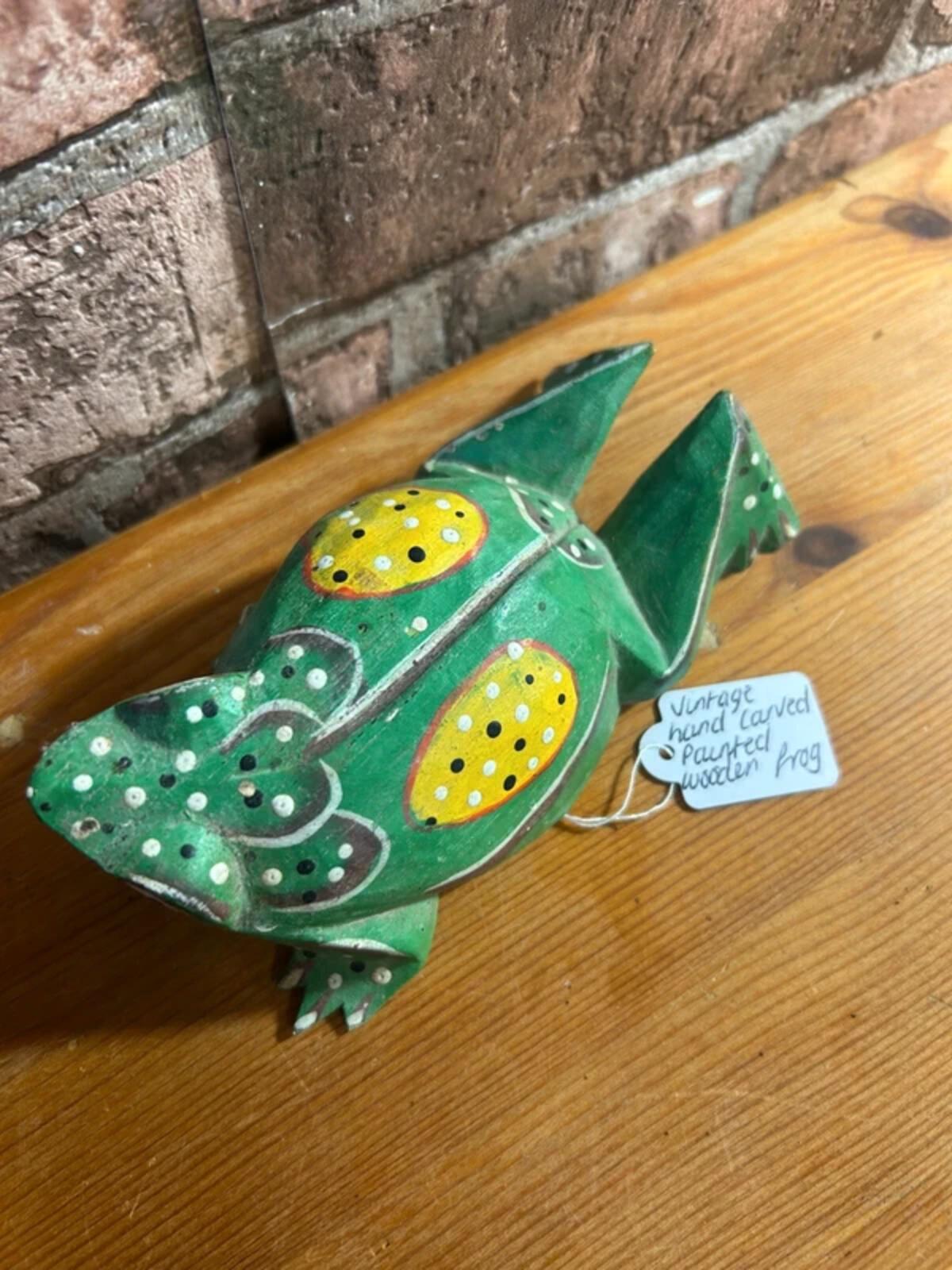 Vintage Hand Carved Wooden Frog