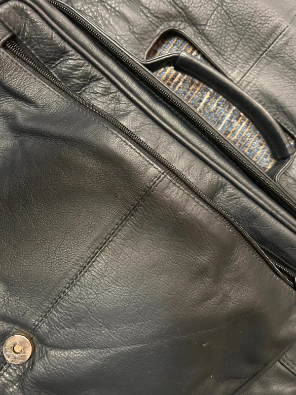 Black Office Bag with Short and Long Handles