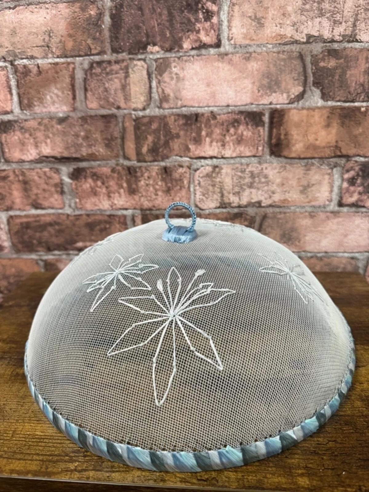 Blue Floral Embroidered Food Tent