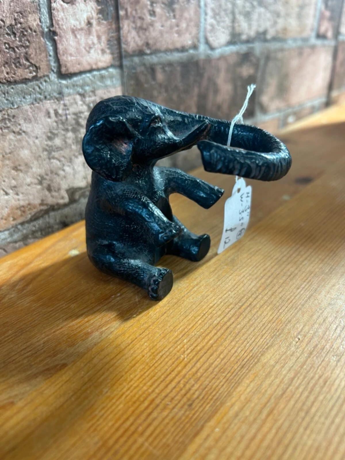 Cast Iron Elephant Ring Holder Figurine
