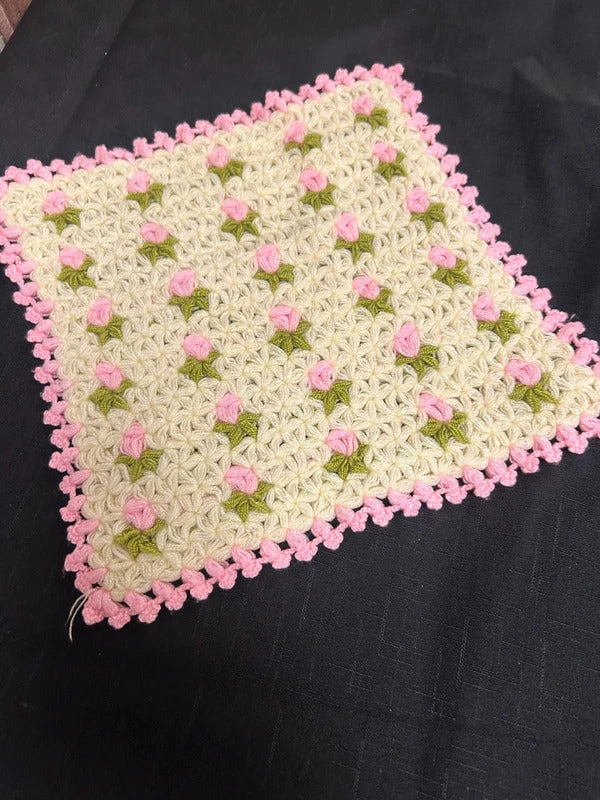 Crochet Pink and Cream Square