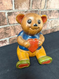 Vintage Hand Carved Wooden Folk Art Teddy