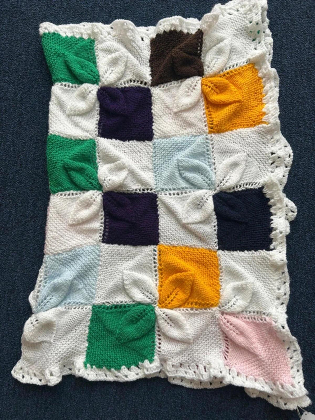 Hand Knitted 3D Multi Colour Wool Blanket