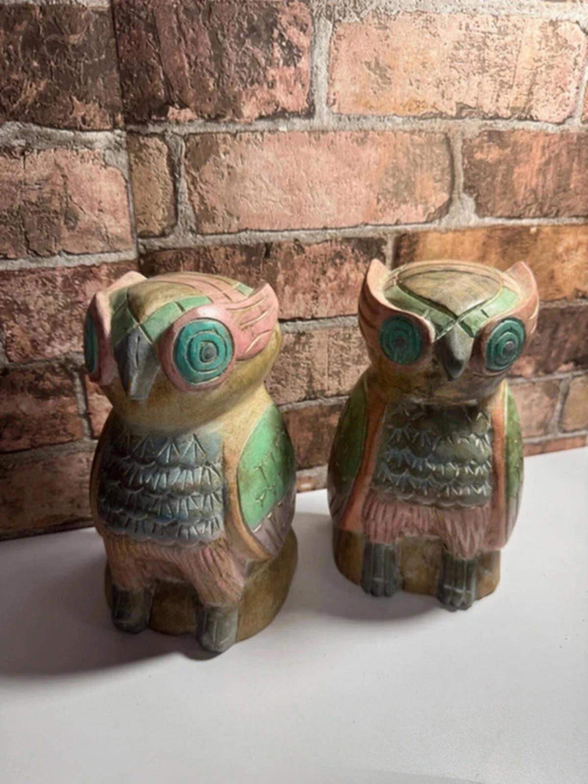 Wooden Vintage Owl Bookends