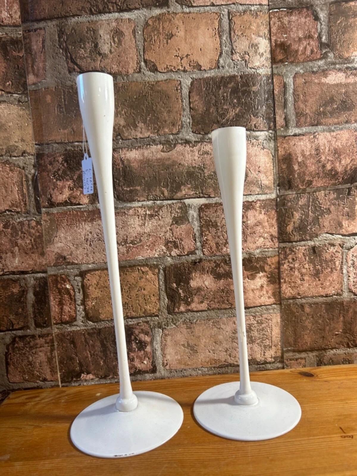 White Glass Candlesticks