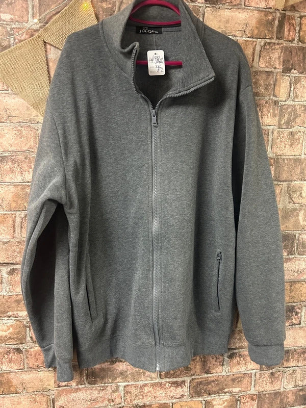 Jiaq Grey Zip Up Hoodie - Size XXL