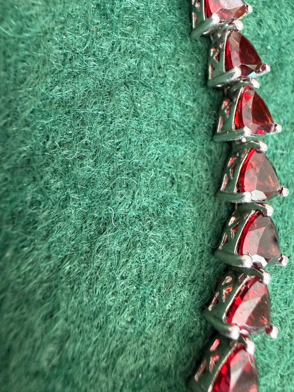Sterling Silver and Red Gem Tennis Bracelet