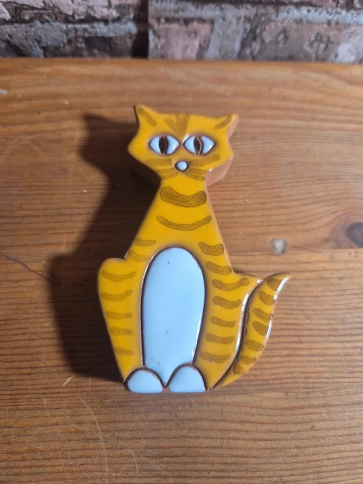 Terracotta stoneware cat figure