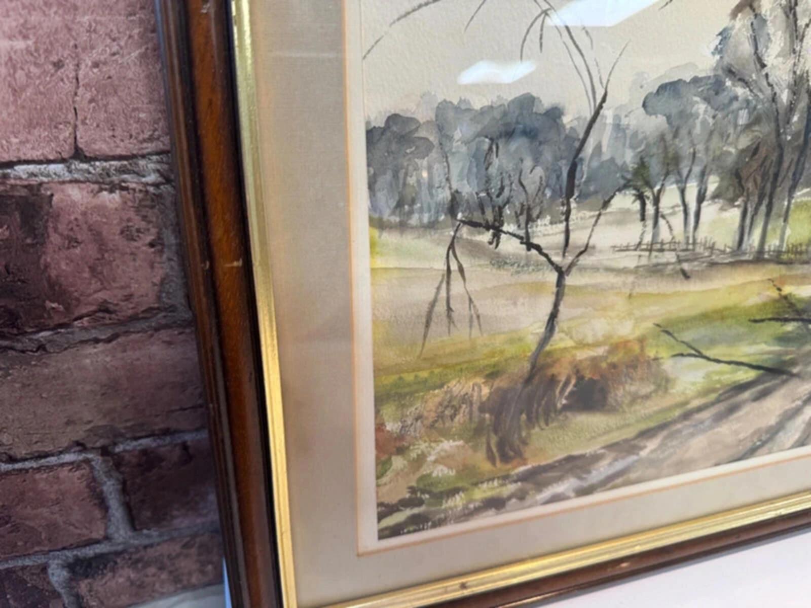Liz Moore 1982 'Farmtrack' Framed Watercolour
