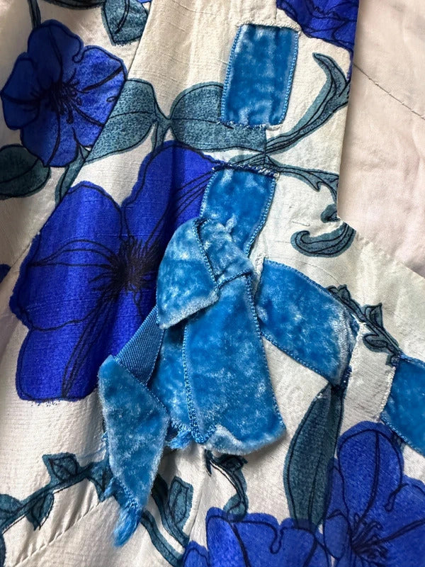 Vintage Blue Floral Dress - Size 12