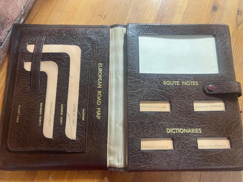Vintage Brown Leather Travel Organiser