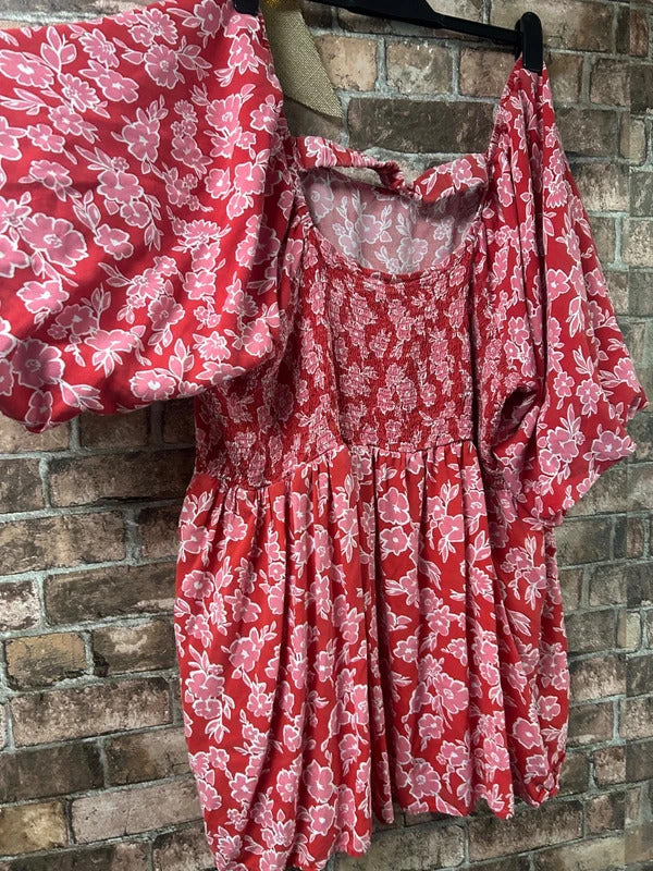 Yours Pink and Red Floral Top - Size 30