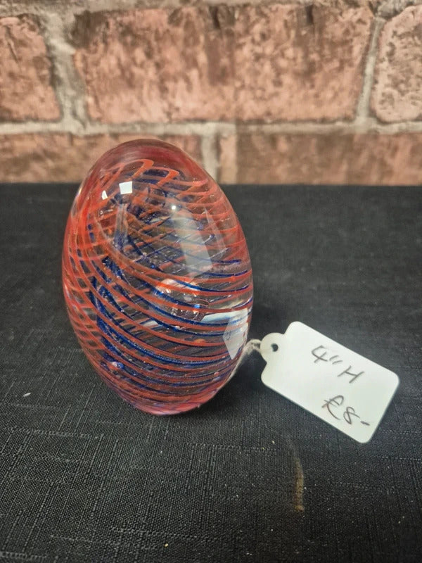 Pink striped egg shape paperweight