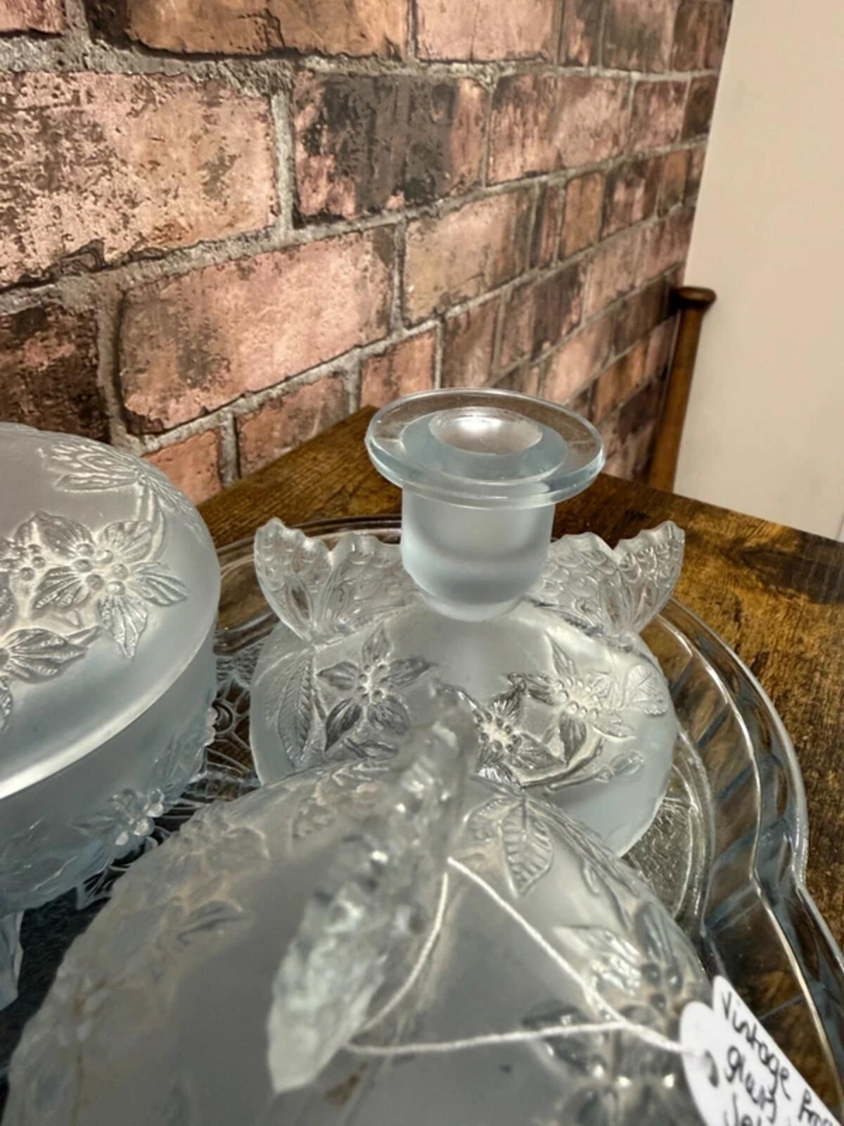 Vintage Frosted Glass Vanity Set