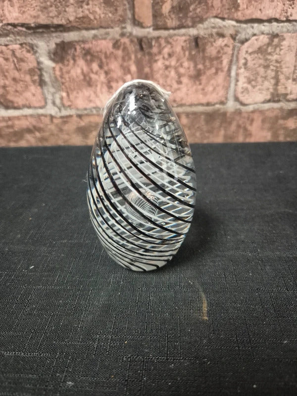Striped egg shape paperweight