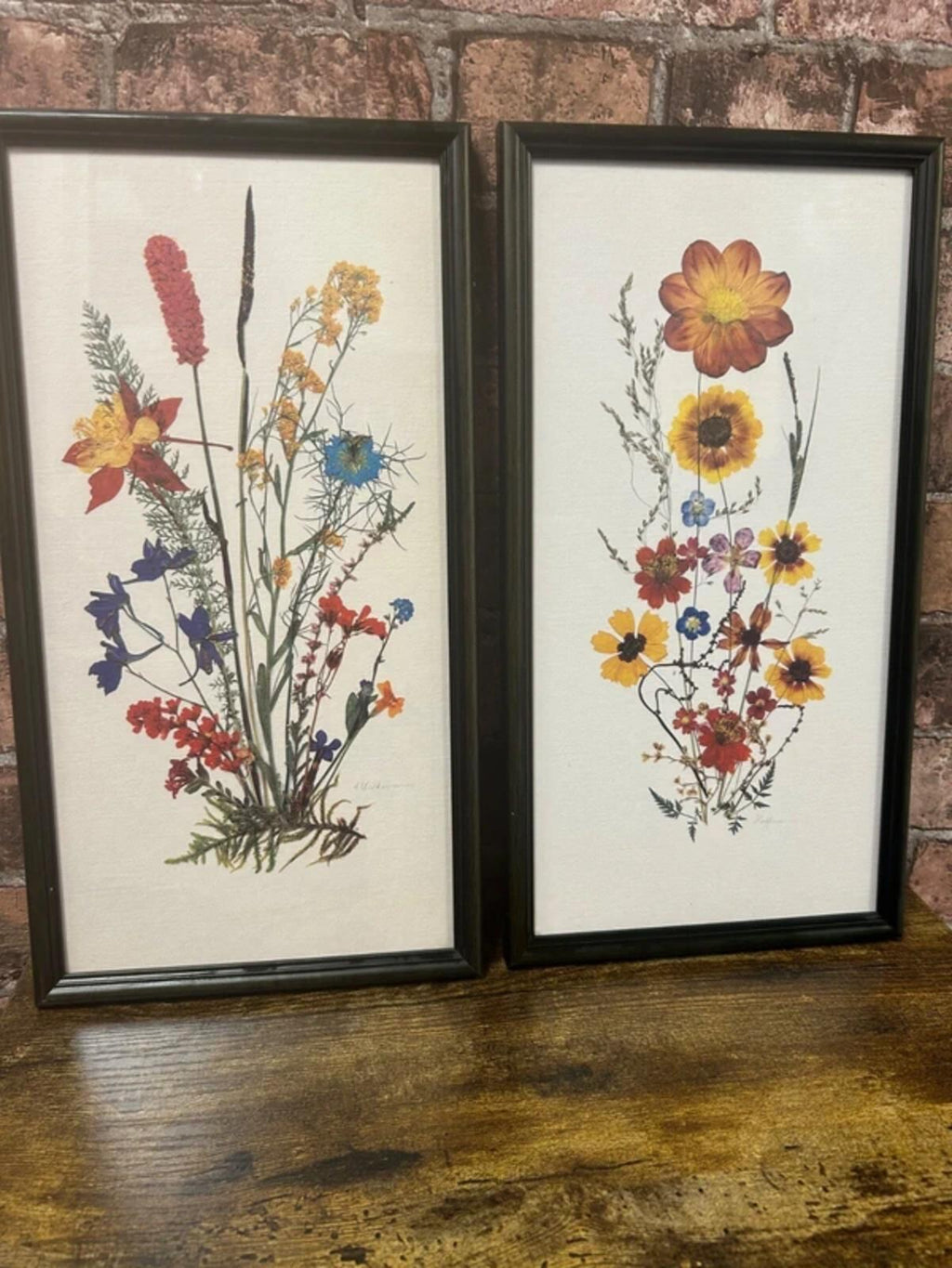 Vintage Pair of Floral Framed Prints