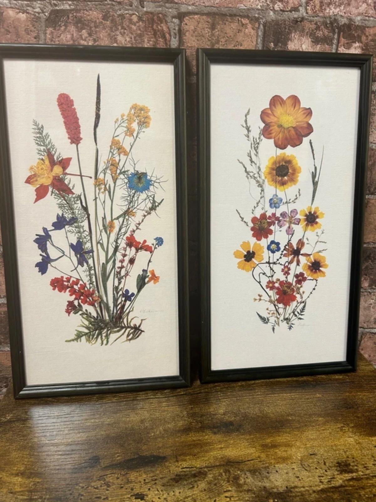 Vintage Pair of Floral Framed Prints