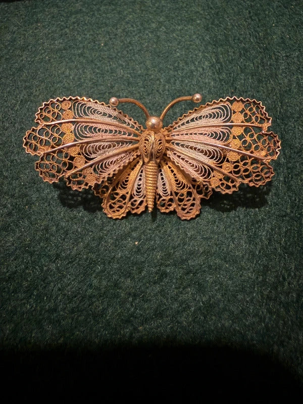 Sterling Silver Vintage Filigree Butterfly Brooch